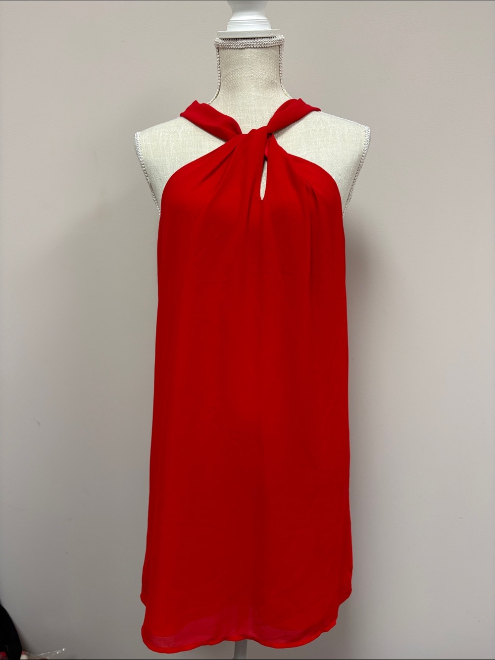 Norah Red Halter Draped Neck Sleeveless Evening Dress Women's Small NWT